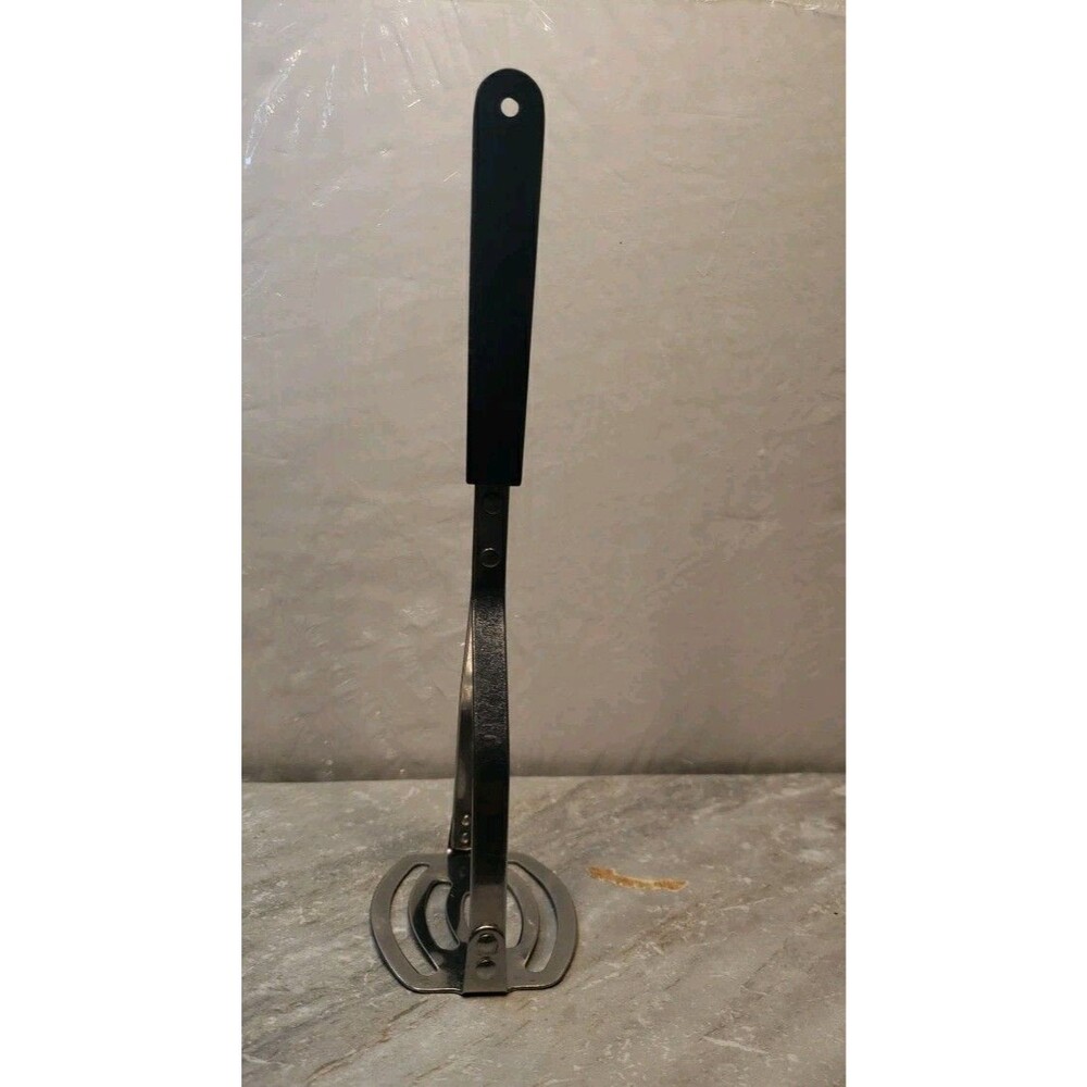 Vtg ACE Stainless Steel Slotted Potato Masher Retro Black Handle Made in USA